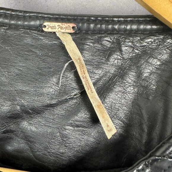 Free People Quilted Vegan Collarless Leather Jacket Black Size 4 Moto Biker Coat - Picture 4 of 15